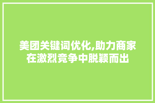美团关键词优化,助力商家在激烈竞争中脱颖而出 番茄种植技巧