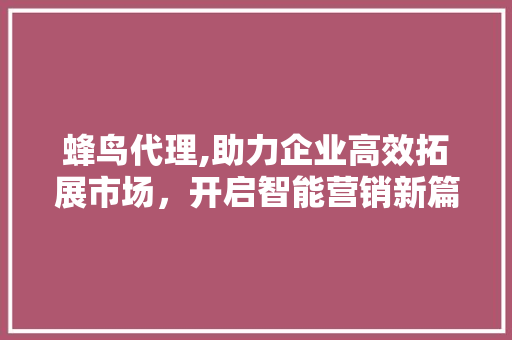 蜂鸟代理,助力企业高效拓展市场，开启智能营销新篇章