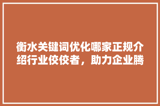 衡水关键词优化哪家正规介绍行业佼佼者，助力企业腾飞