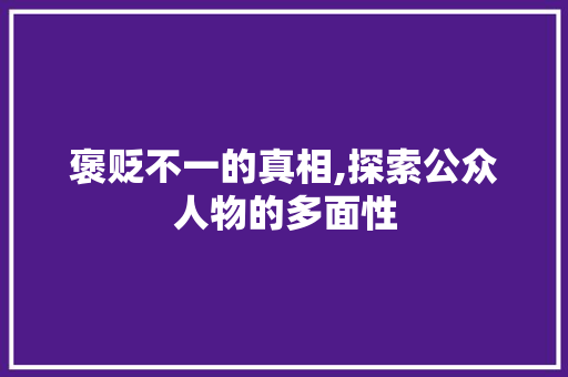 褒贬不一的真相,探索公众人物的多面性