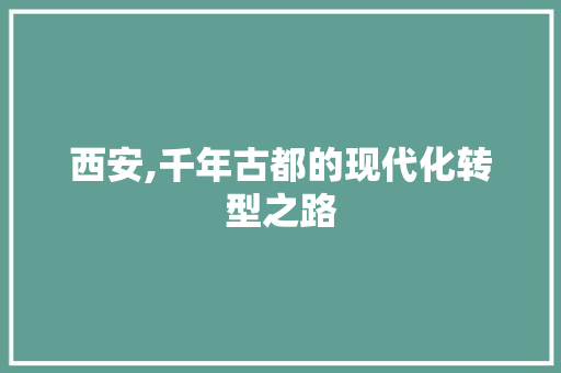 西安,千年古都的现代化转型之路