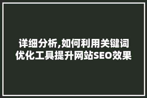 详细分析,如何利用关键词优化工具提升网站SEO效果 种植技巧