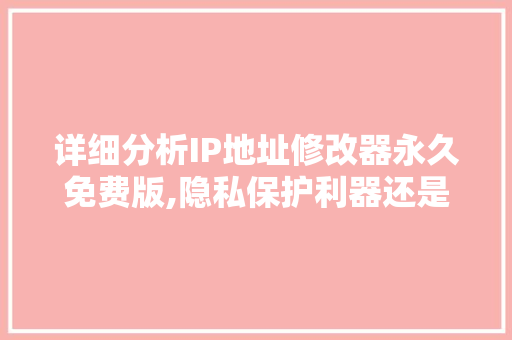 详细分析IP地址修改器永久免费版,隐私保护利器还是安全隐患
