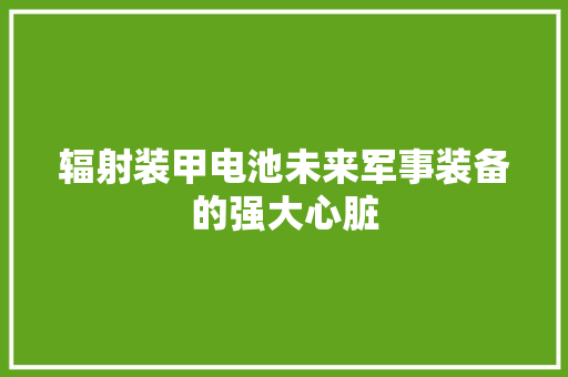 辐射装甲电池未来军事装备的强大心脏