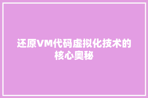 还原VM代码虚拟化技术的核心奥秘