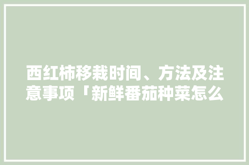 西红柿移栽时间、方法及注意事项「新鲜番茄种菜怎么种植视频」 西红柿移栽时间、方法及注意事项「新鲜番茄种菜怎么种植视频」 土壤施肥