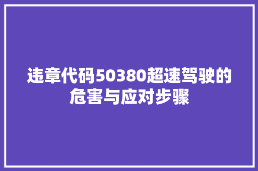 违章代码50380超速驾驶的危害与应对步骤 花朵知识
