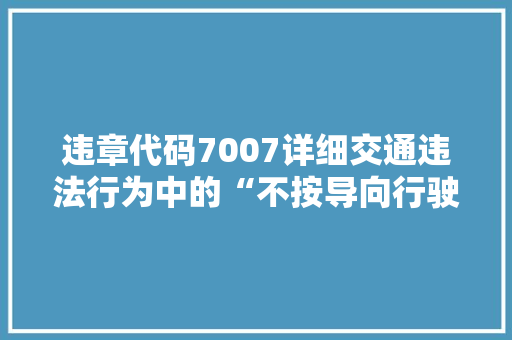 违章代码7007详细交通违法行为中的“不按导向行驶” 花朵知识