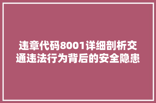 违章代码8001详细剖析交通违法行为背后的安全隐患