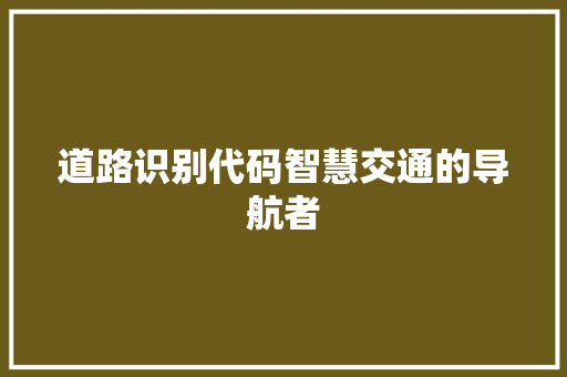 道路识别代码智慧交通的导航者