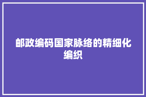 邮政编码国家脉络的精细化编织