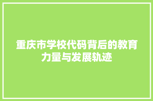 重庆市学校代码背后的教育力量与发展轨迹