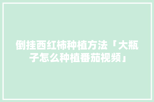 倒挂西红柿种植方法「大瓶子怎么种植番茄视频」 倒挂西红柿种植方法「大瓶子怎么种植番茄视频」 花朵知识