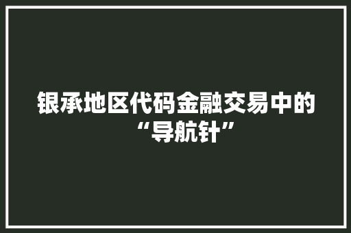 银承地区代码金融交易中的“导航针”
