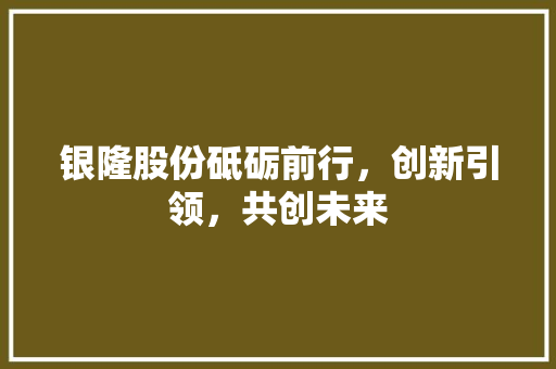 银隆股份砥砺前行，创新引领，共创未来