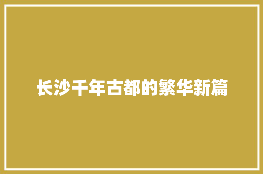 长沙千年古都的繁华新篇