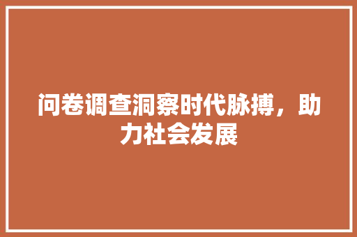 问卷调查洞察时代脉搏，助力社会发展