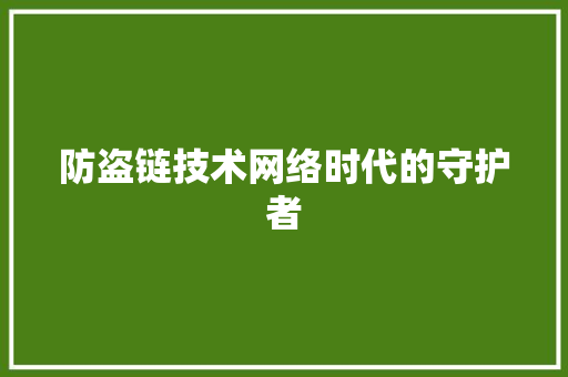 防盗链技术网络时代的守护者