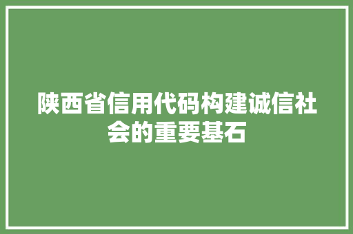 陕西省信用代码构建诚信社会的重要基石