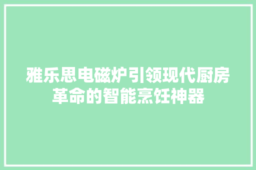 雅乐思电磁炉引领现代厨房革命的智能烹饪神器 农业常识