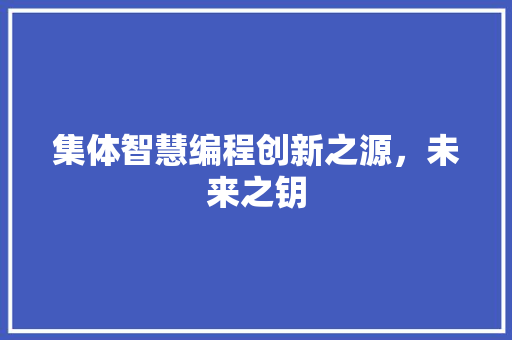 集体智慧编程创新之源，未来之钥