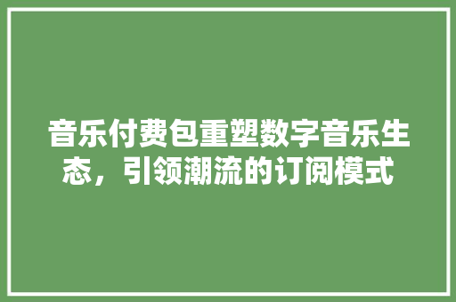 音乐付费包重塑数字音乐生态，引领潮流的订阅模式