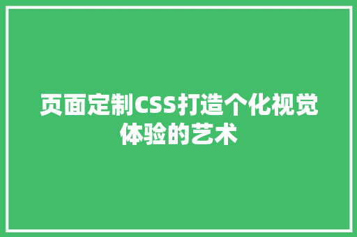 页面定制CSS打造个化视觉体验的艺术