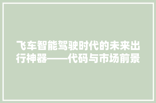 飞车智能驾驶时代的未来出行神器——代码与市场前景