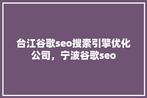 台江谷歌seo搜索引擎优化公司，宁波谷歌seo