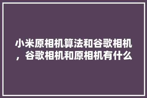 小米原相机算法和谷歌相机，谷歌相机和原相机有什么区别