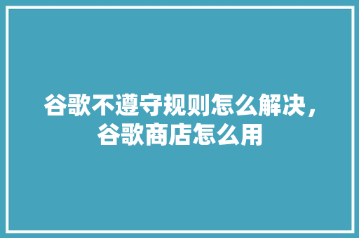 谷歌不遵守规则怎么解决，谷歌商店怎么用