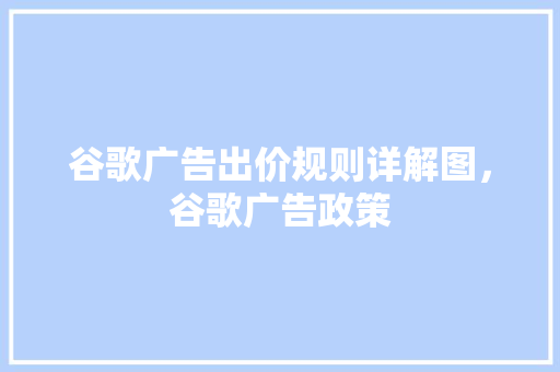 谷歌广告出价规则详解图，谷歌广告政策
