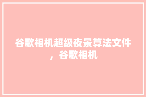 谷歌相机超级夜景算法文件，谷歌相机