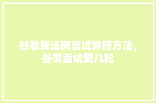 谷歌算法岗面试穿搭方法，谷歌面试要几轮