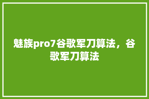 魅族pro7谷歌军刀算法，谷歌军刀算法