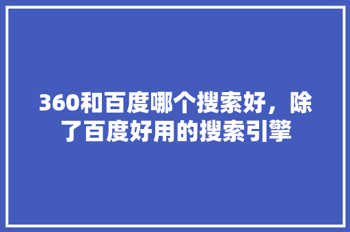 360和百度哪个搜索好，除了百度好用的搜索引擎