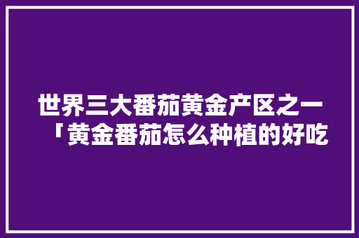 世界三大番茄黄金产区之一「黄金番茄怎么种植的好吃呢」 世界三大番茄黄金产区之一「黄金番茄怎么种植的好吃呢」 土壤施肥
