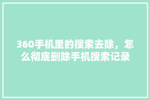 360手机里的搜索去除，怎么彻底删除手机搜索记录 农业常识