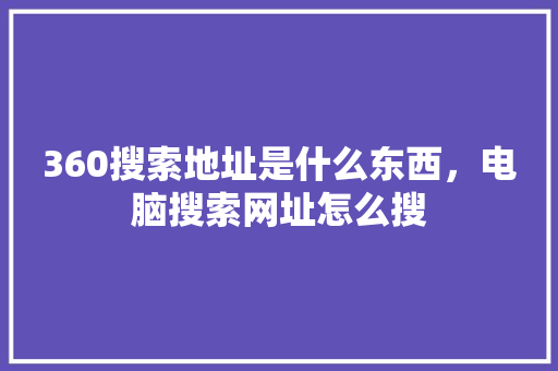 360搜索地址是什么东西，电脑搜索网址怎么搜