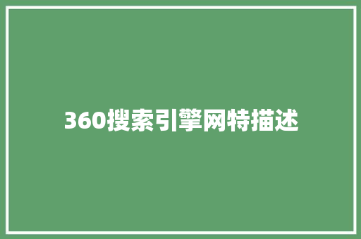 360搜索引擎网特描述