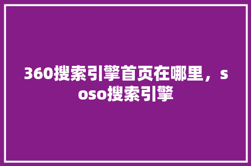 360搜索引擎首页在哪里，soso搜索引擎