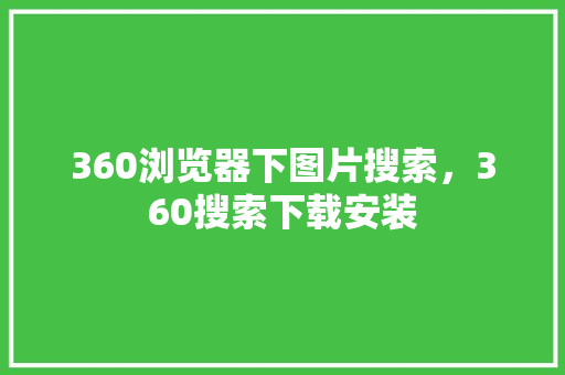 360浏览器下图片搜索，360搜索下载安装