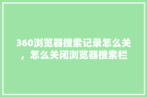 360浏览器搜索记录怎么关，怎么关闭浏览器搜索栏