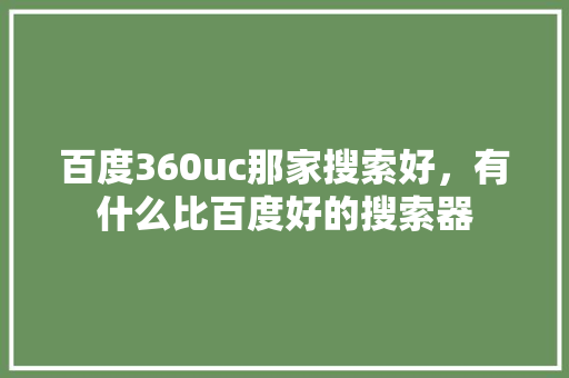 百度360uc那家搜索好，有什么比百度好的搜索器