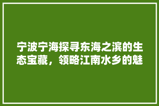 宁波宁海探寻东海之滨的生态宝藏，领略江南水乡的魅力 种植技巧