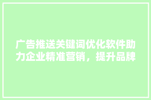 广告推送关键词优化软件助力企业精准营销，提升品牌影响力 种植技巧