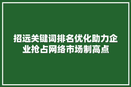 招远关键词排名优化助力企业抢占网络市场制高点