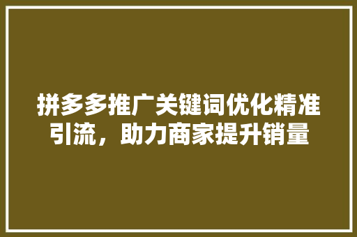 拼多多推广关键词优化精准引流，助力商家提升销量 番茄病虫害防治