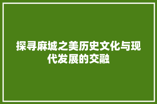 探寻麻城之美历史文化与现代发展的交融 番茄种植技巧