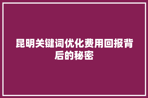 昆明关键词优化费用回报背后的秘密 花朵知识
